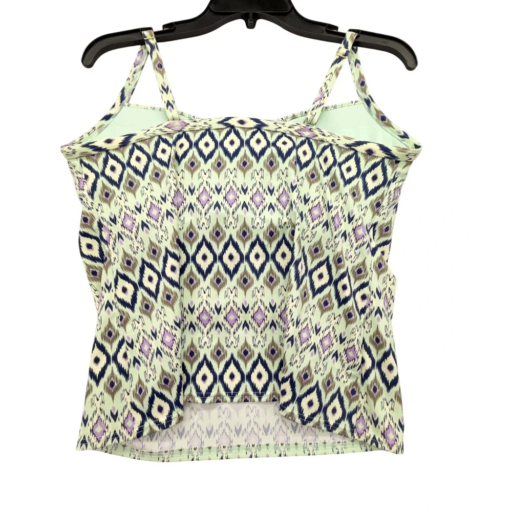 Victorias Secret Tankini Swim Top Mint Purple Ikat Diamond Underwire Gold Logo